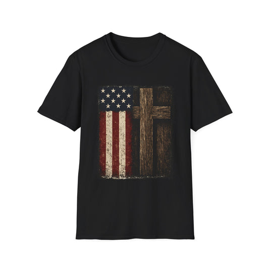 Vintage American Flag & Cross T-Shirt