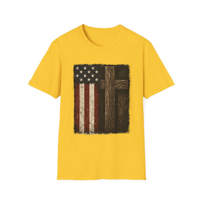 Vintage American Flag & Cross T-Shirt