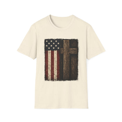 Vintage American Flag & Cross T-Shirt