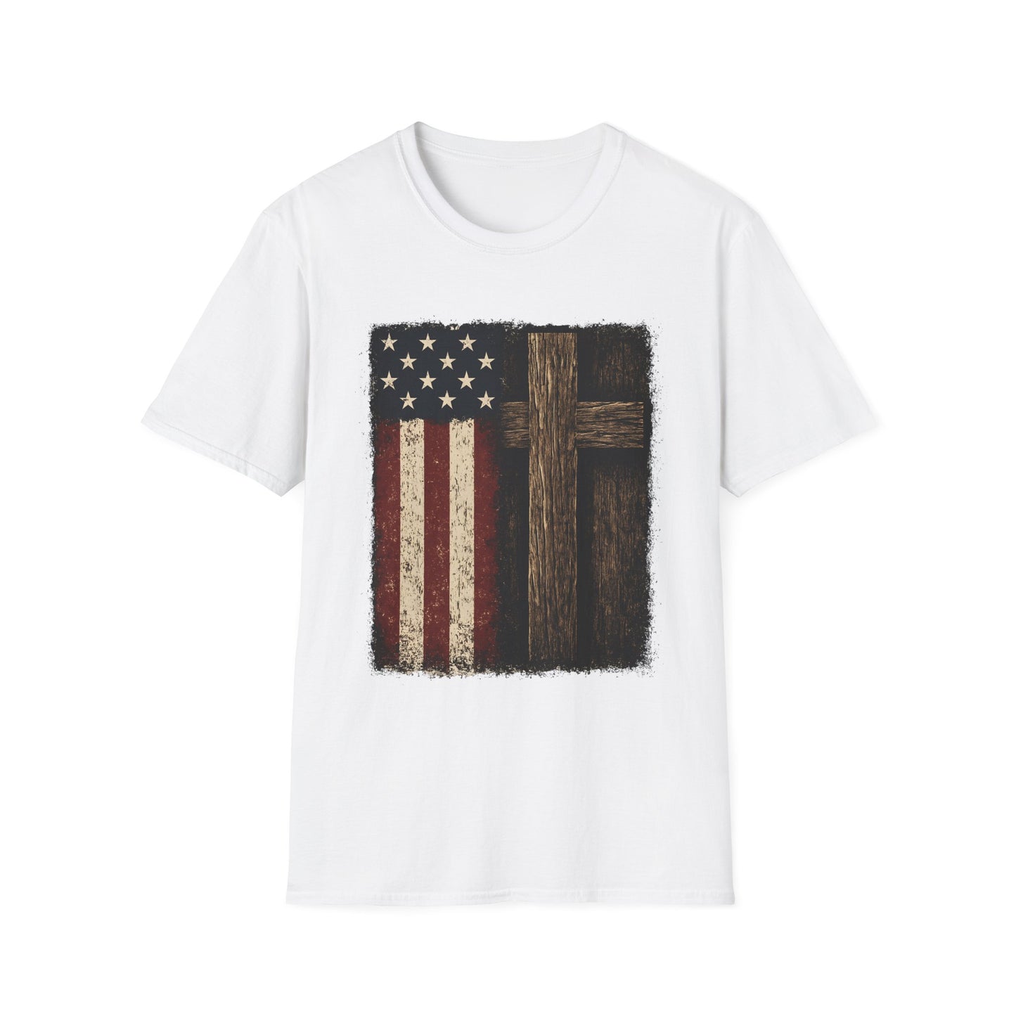 Vintage American Flag & Cross T-Shirt