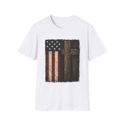 Vintage American Flag & Cross T-Shirt