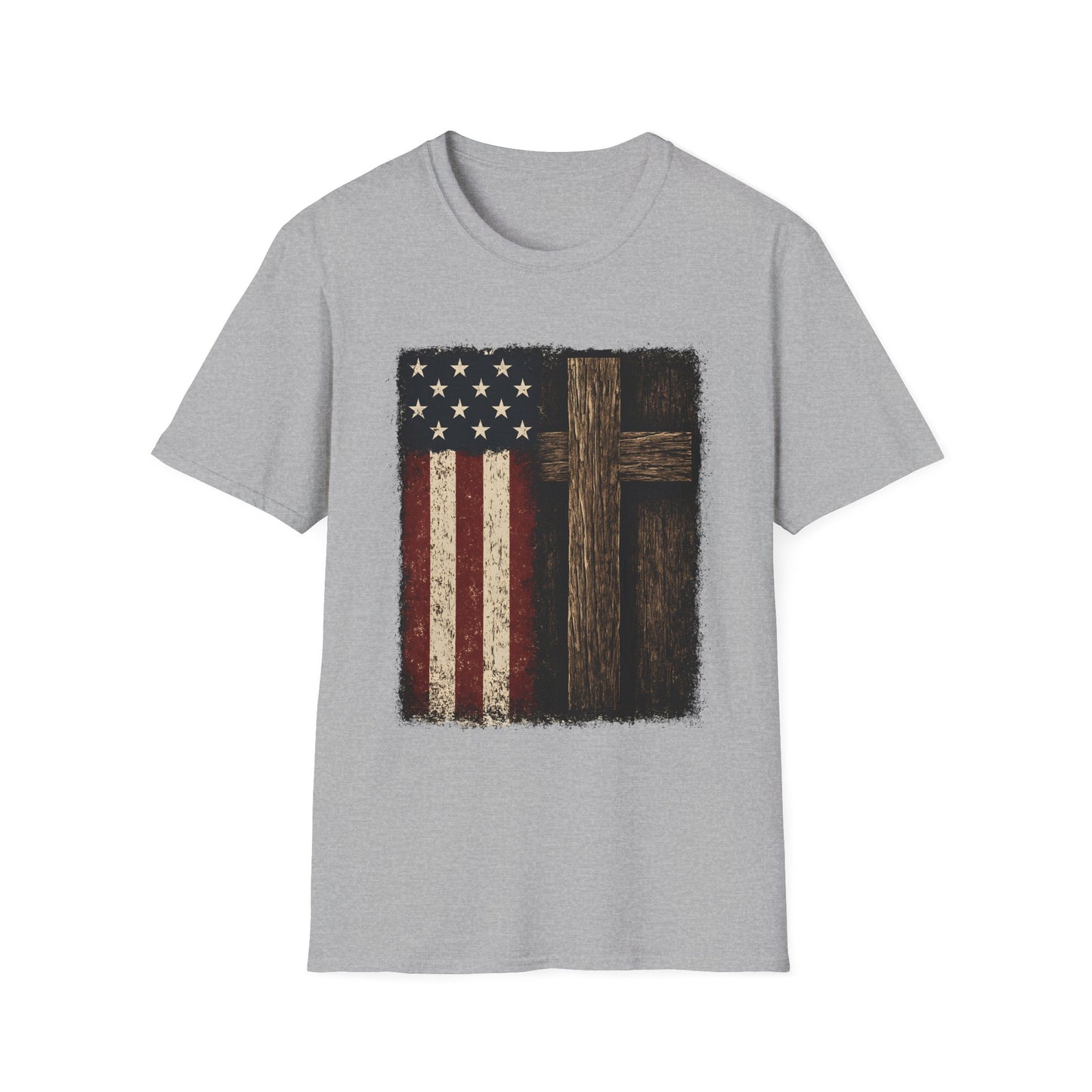 Vintage American Flag & Cross T-Shirt