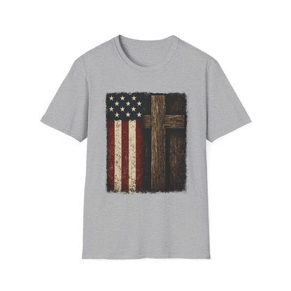 Vintage American Flag & Cross T-Shirt