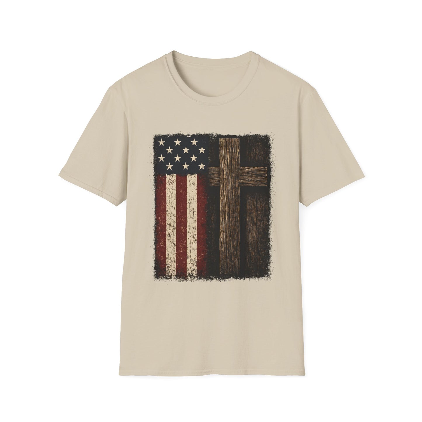 Vintage American Flag & Cross T-Shirt