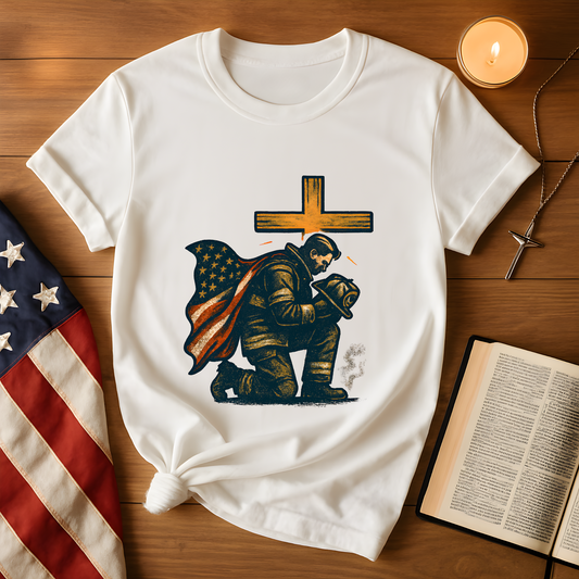 Firefighter Kneel at the Cross Tee