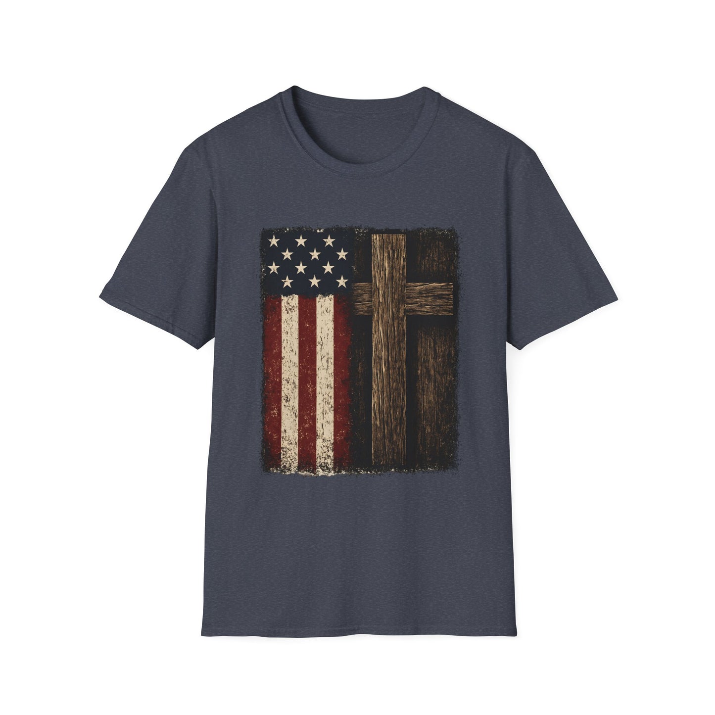Vintage American Flag & Cross T-Shirt