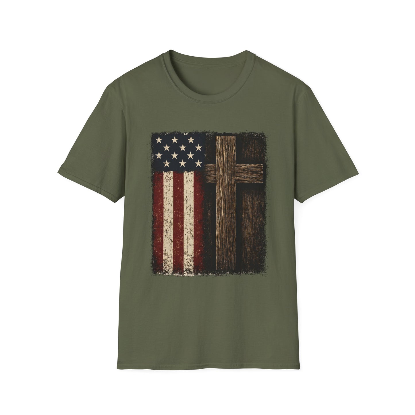 Vintage American Flag & Cross T-Shirt