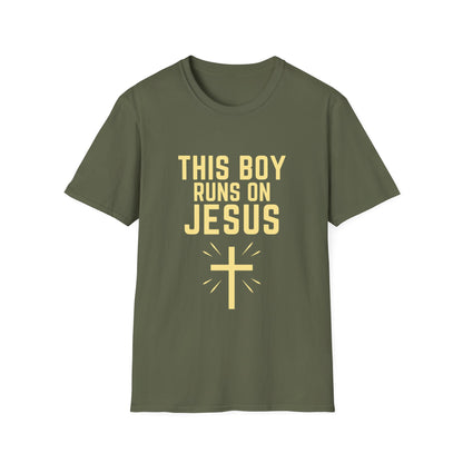 'This Boy Runs on Jesus' Tee