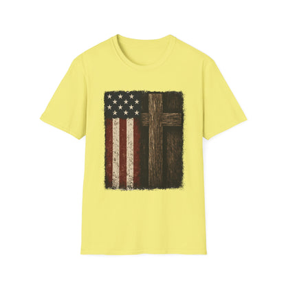 Vintage American Flag & Cross T-Shirt